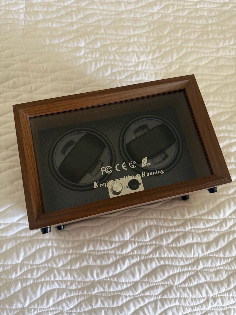 Wood Grain Dual Watch Winder - Brown and Black